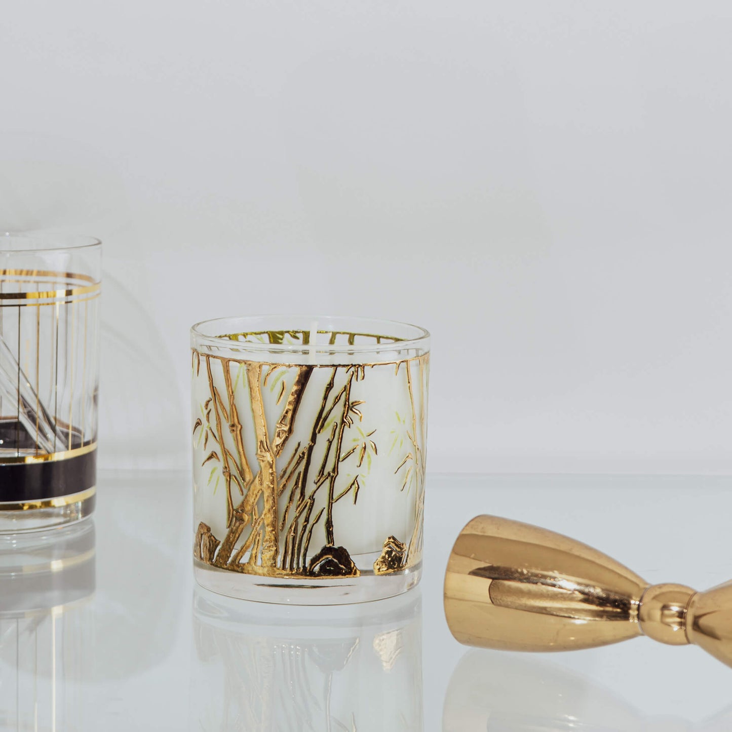 vintage bamboo cocktail glass candle - up-cycled luxury 