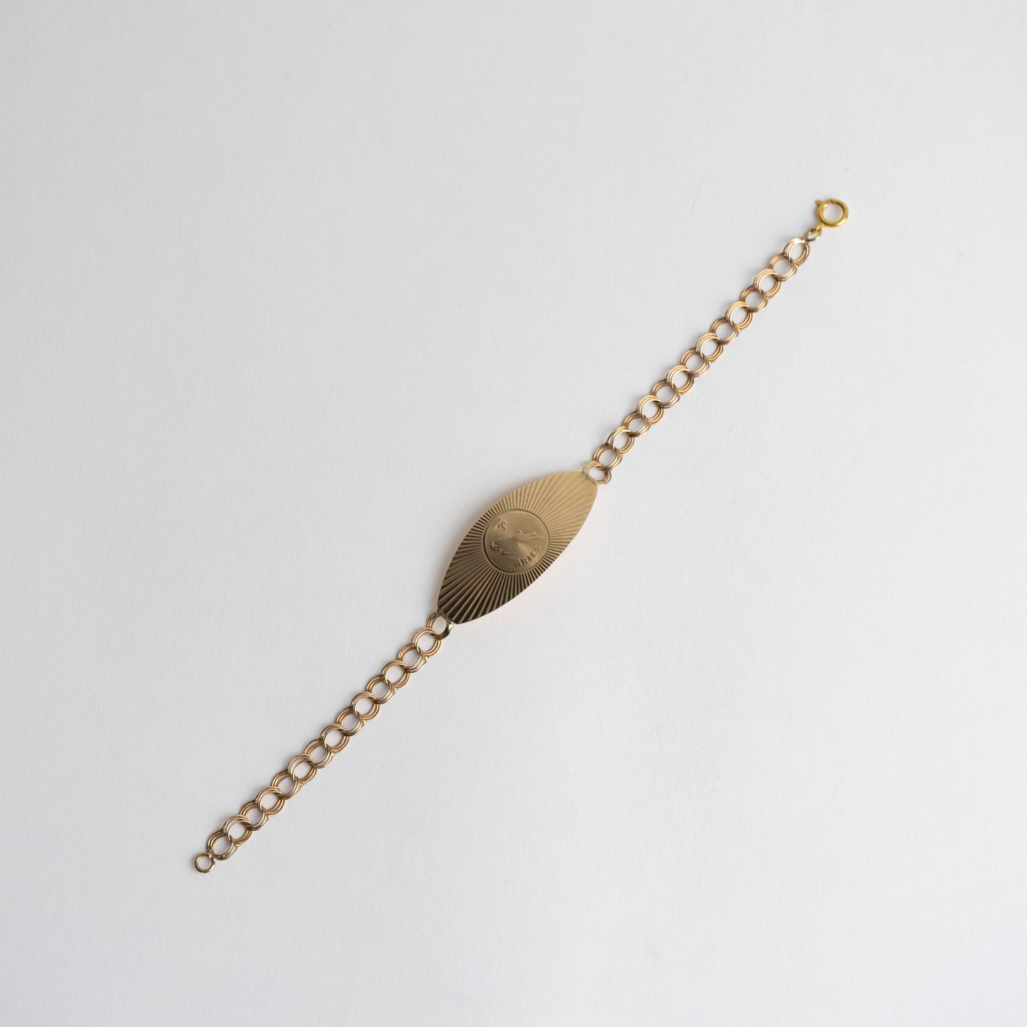 zodiac aries 14k gold medallion bracelet - ram design with sign astrology symbol