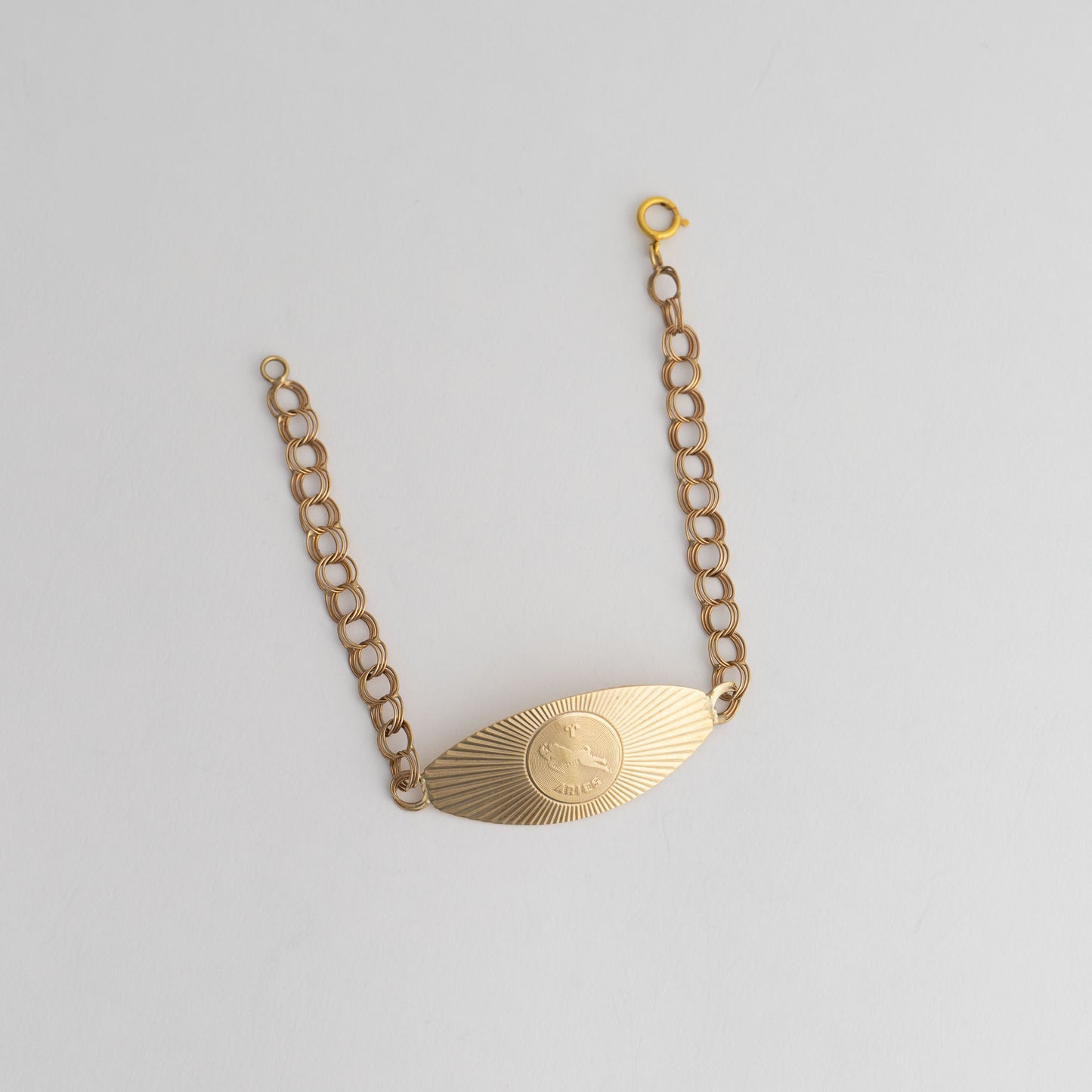 zodiac aries 14k gold medallion bracelet