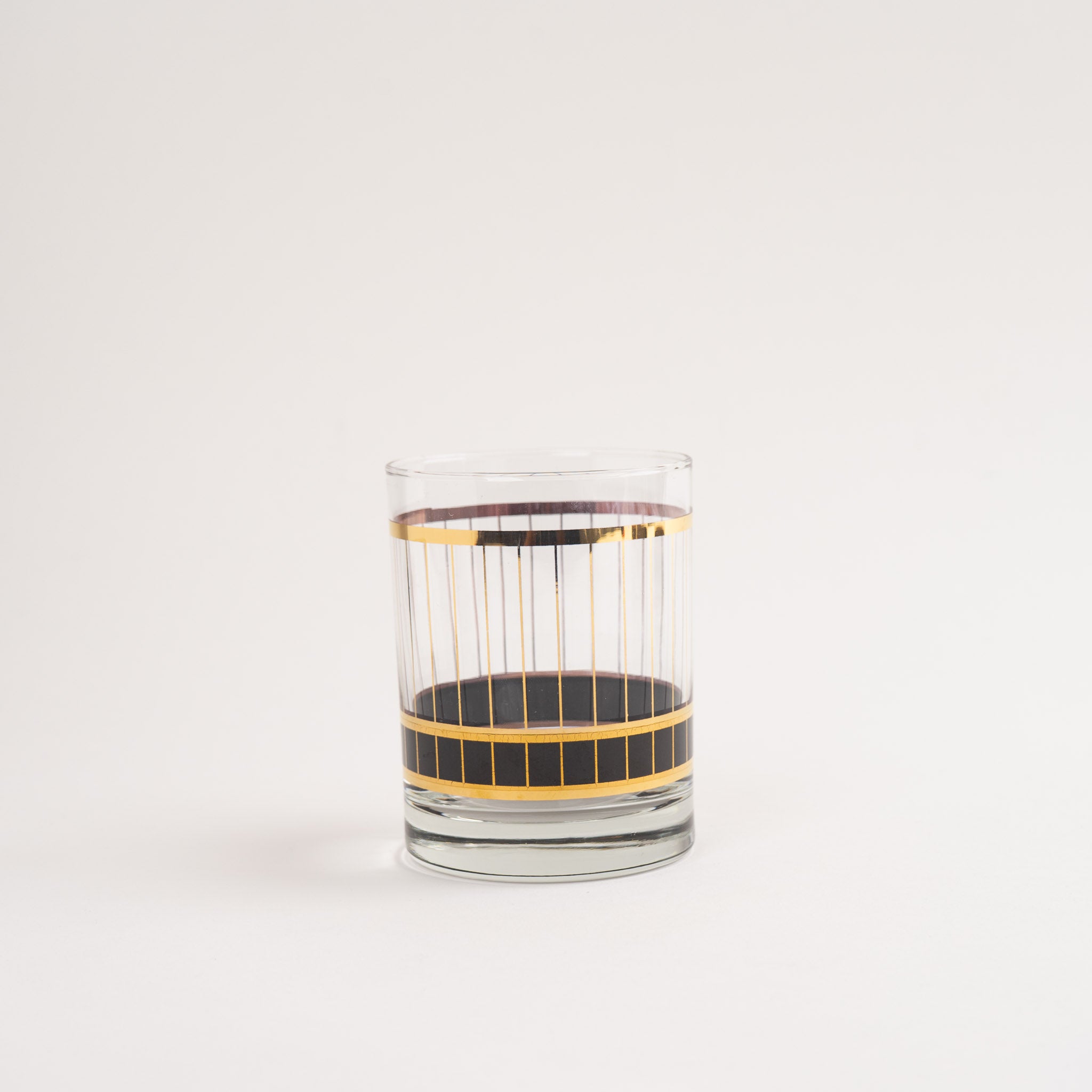 Vintage Gold Striped Old Fashioned Glasses Set