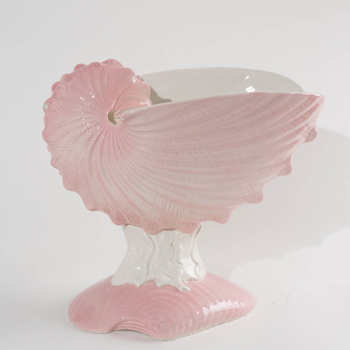 Vintage Italian Majolica Ceramic Sea Shell Vase - nautical decor