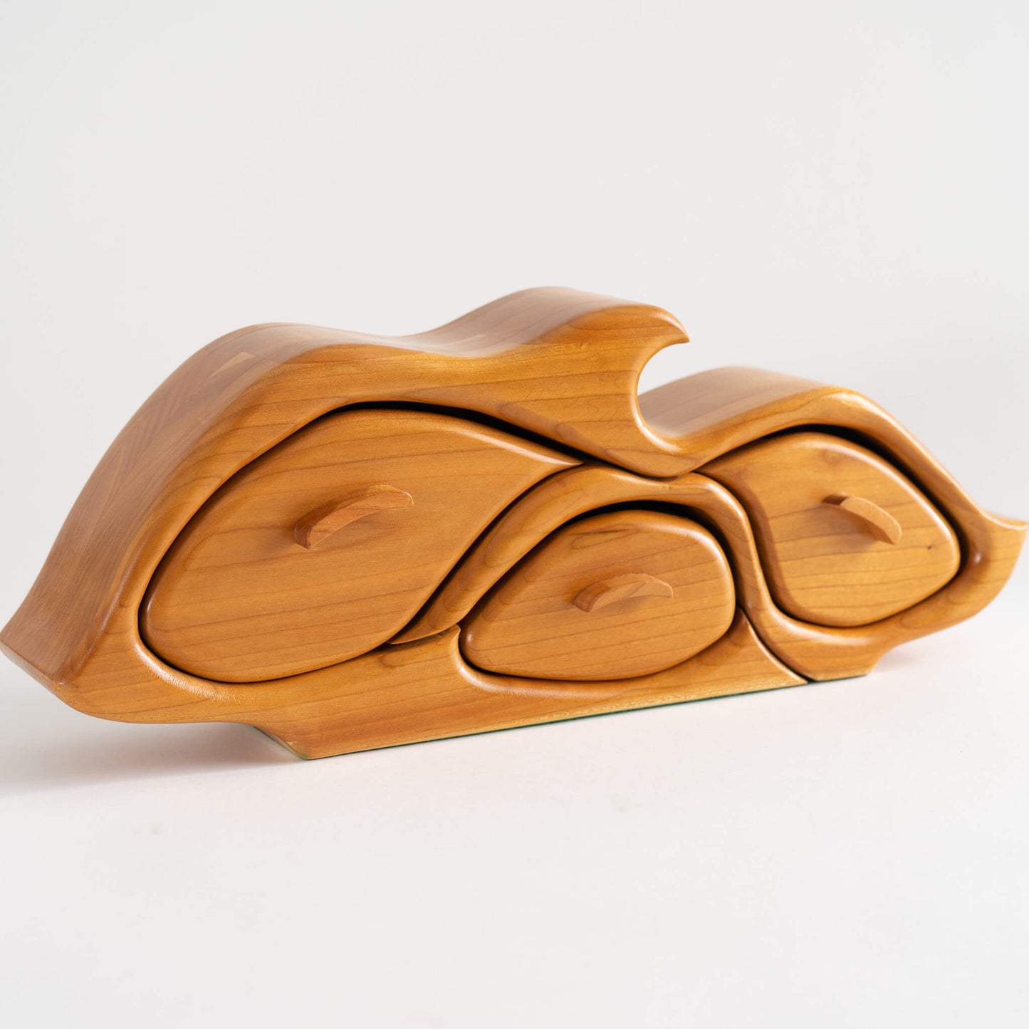 Vintage Sculptural Abstract Cherry Wood Jewelry Box