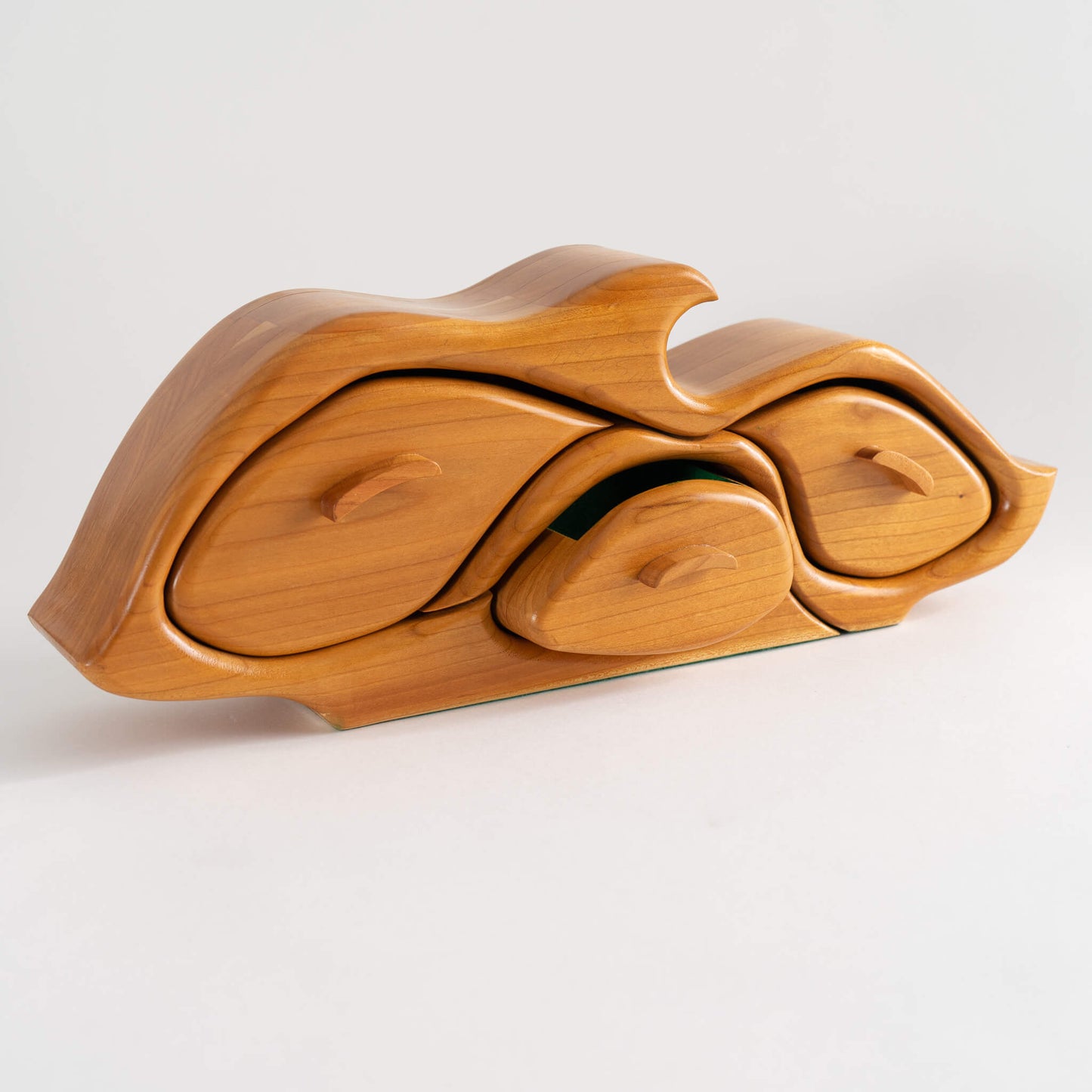 Vintage Sculptural Abstract Cherry Wood Jewelry Box