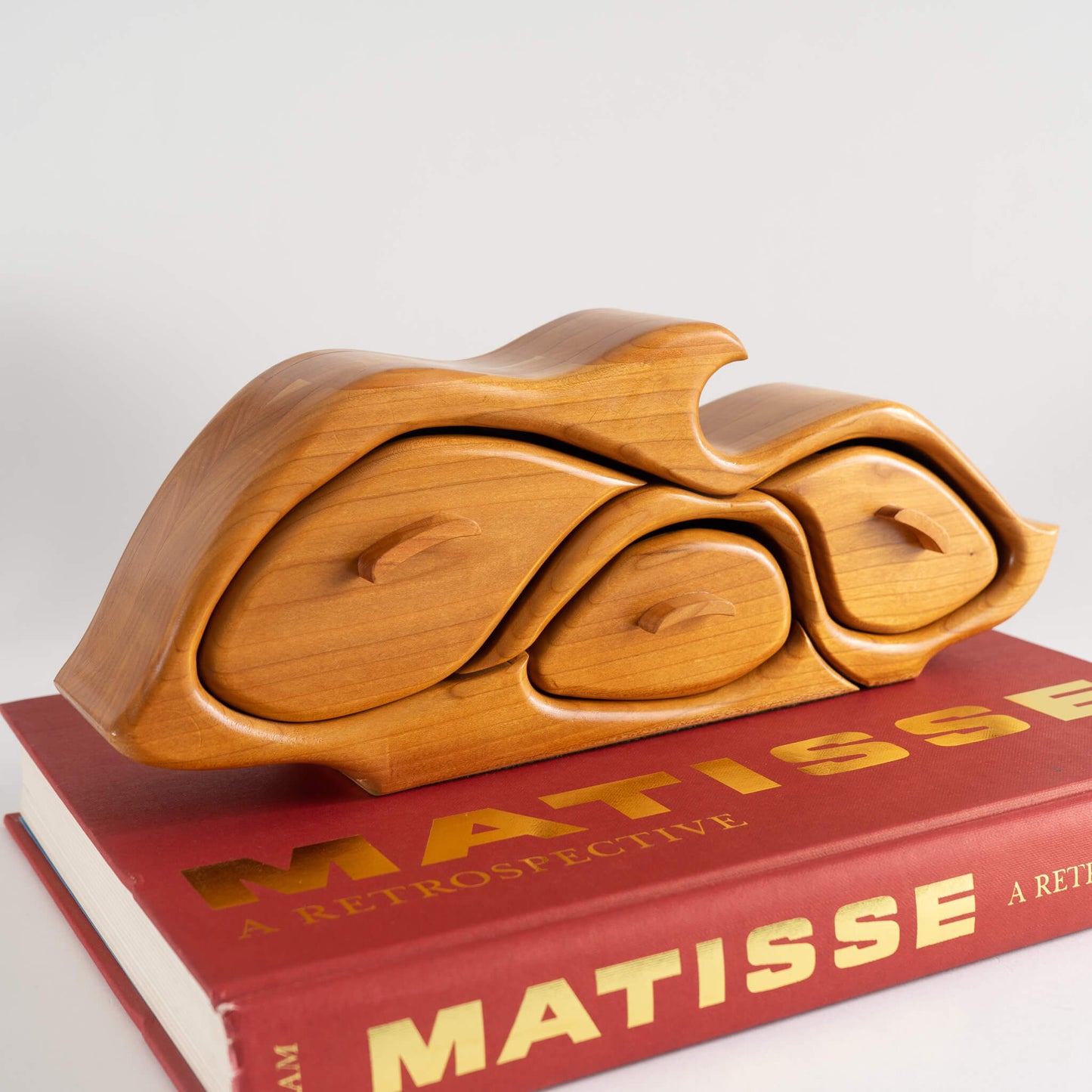 Vintage Sculptural Abstract Cherry Wood Jewelry Box modern organic