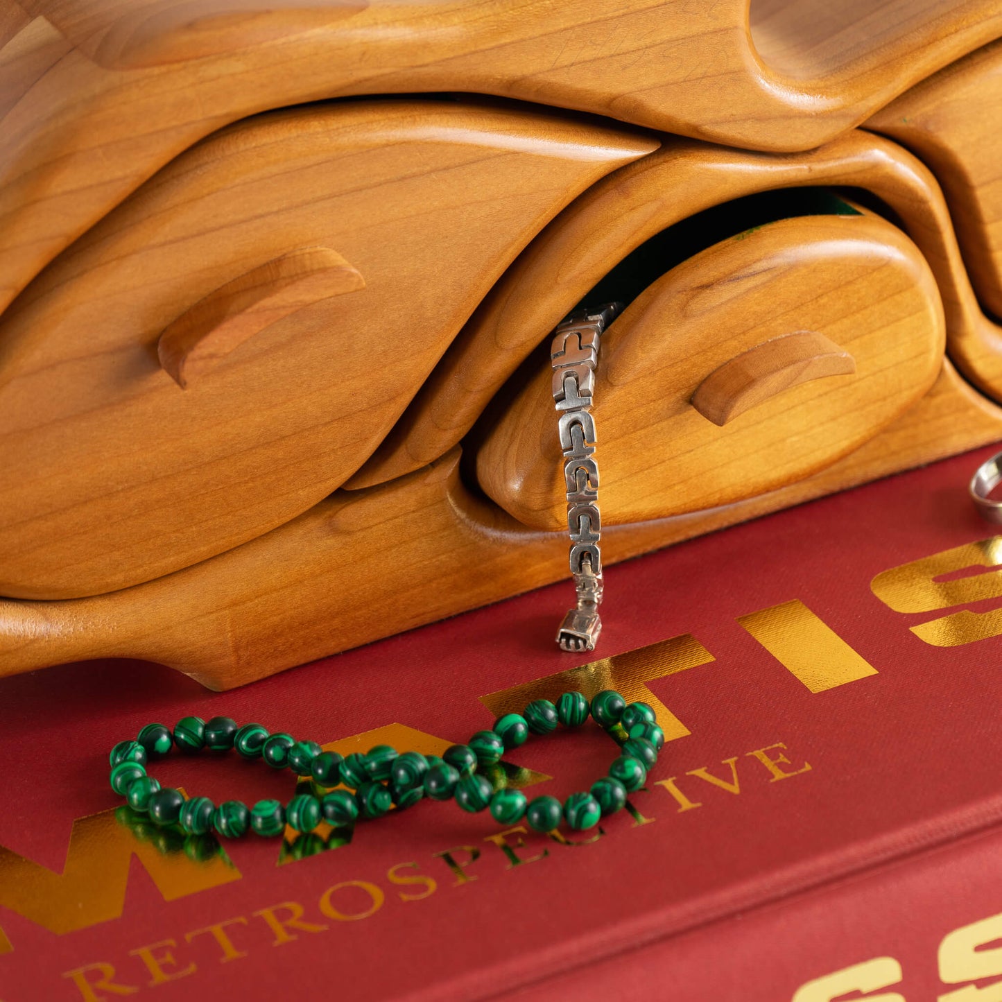 Vintage Sculptural Abstract Cherry Wood Jewelry Box