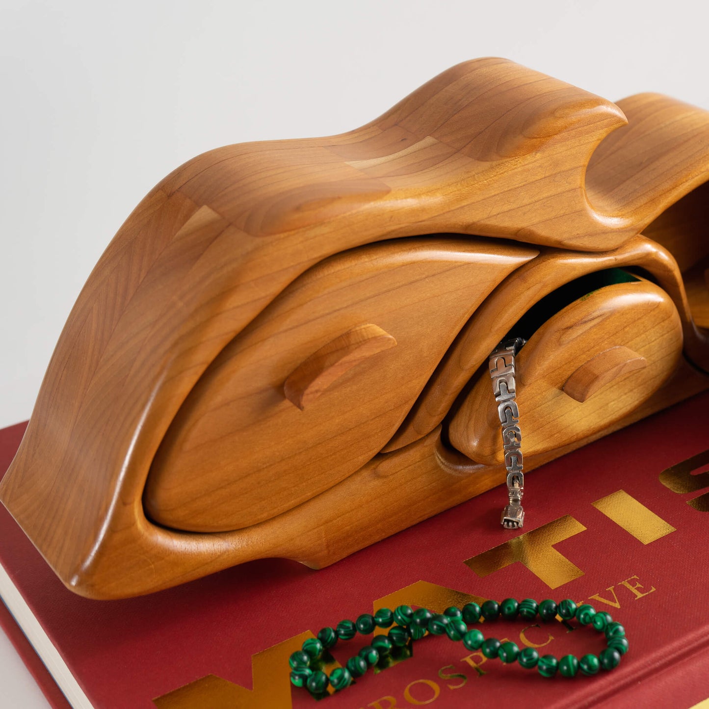 Vintage Sculptural Abstract Cherry Wood Jewelry Box