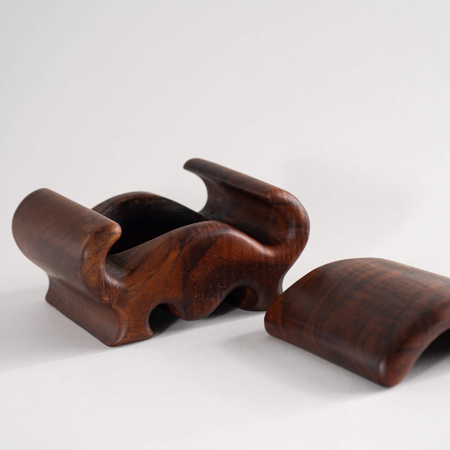 Vintage Carved Wood Sliding Jewelry Box