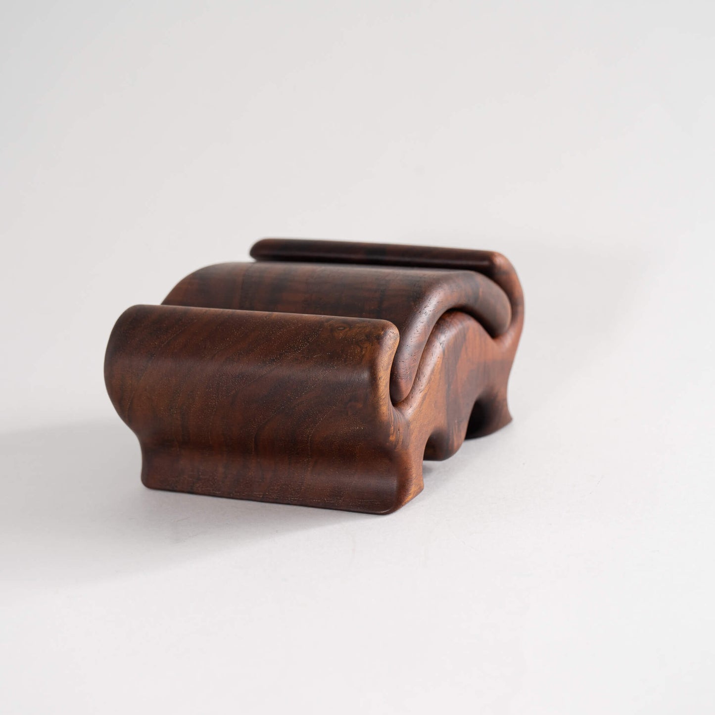 Vintage Carved Wood Sliding Jewelry Box