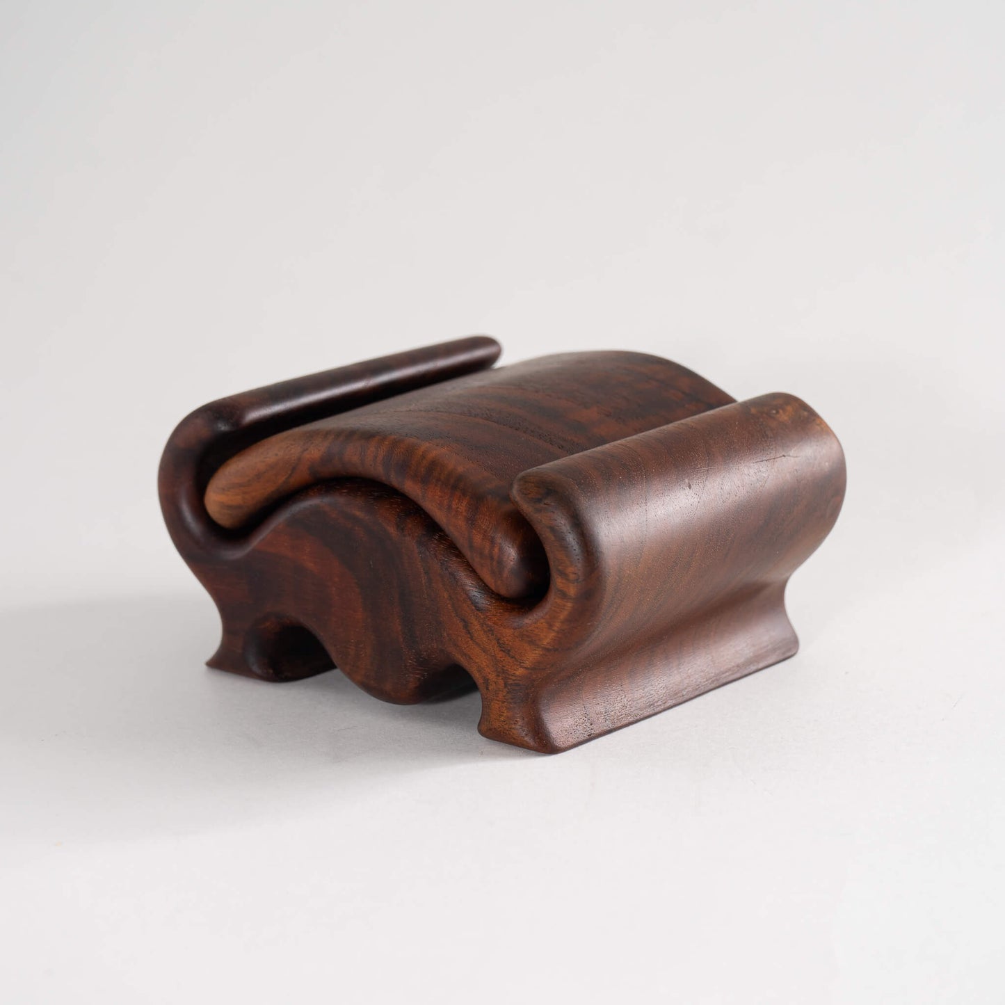 Vintage Carved Wood Sliding Jewelry Box