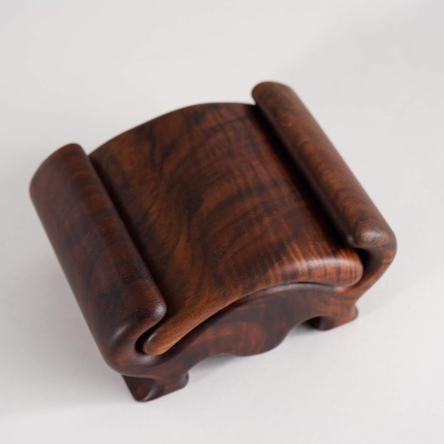 Vintage Carved Wood Sliding Jewelry Box