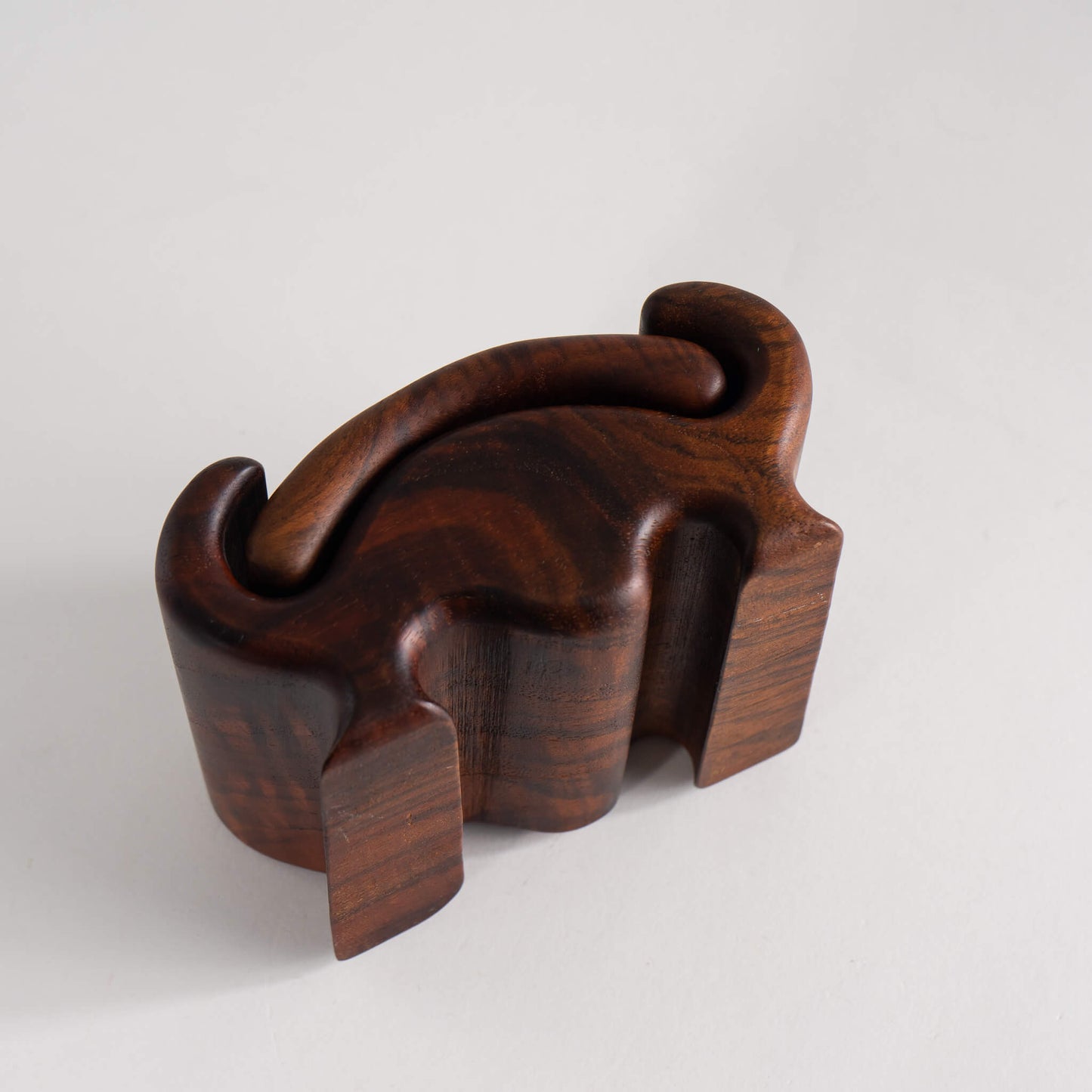 Vintage Carved Wood Sliding Jewelry Box