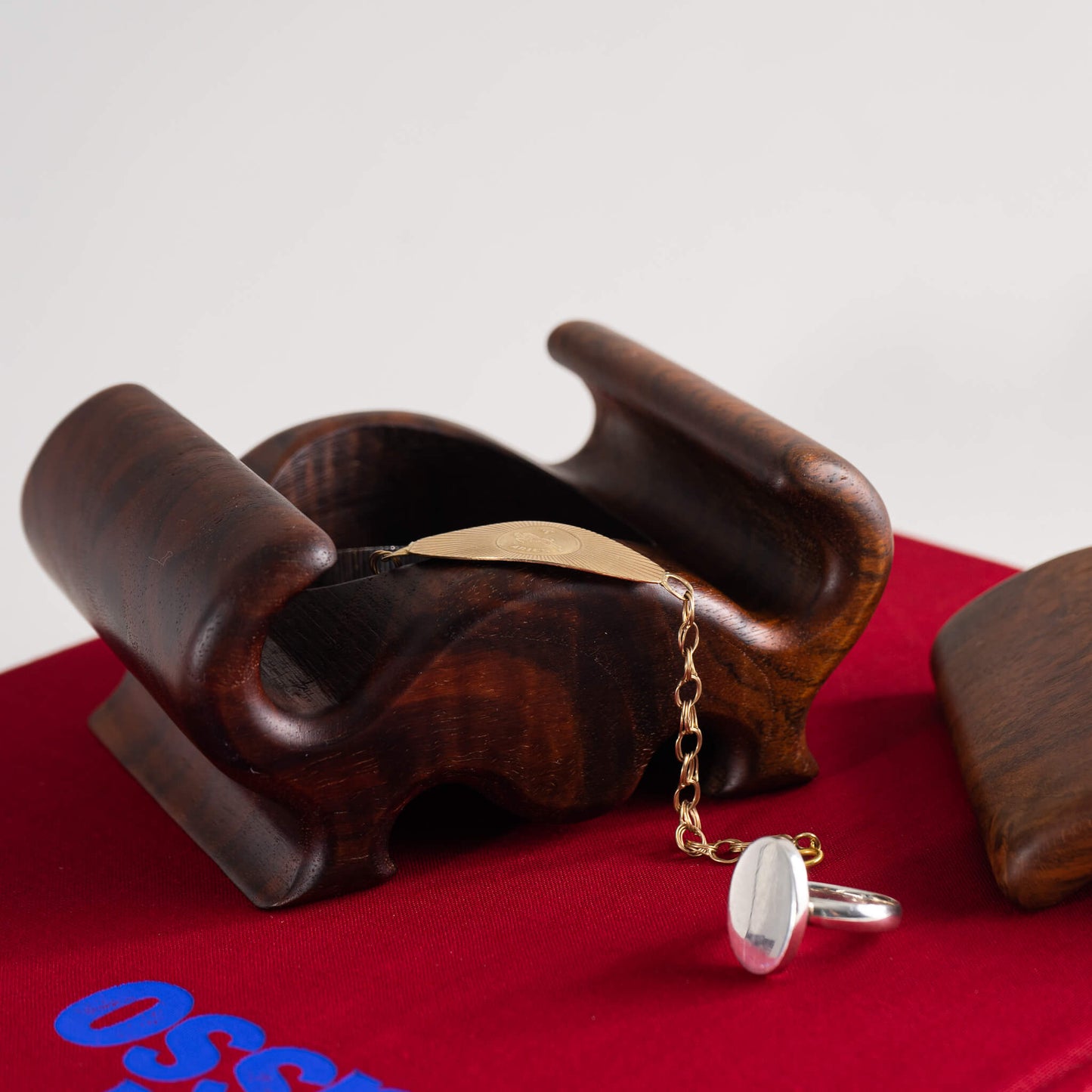 Vintage Carved Wood Sliding Jewelry Box