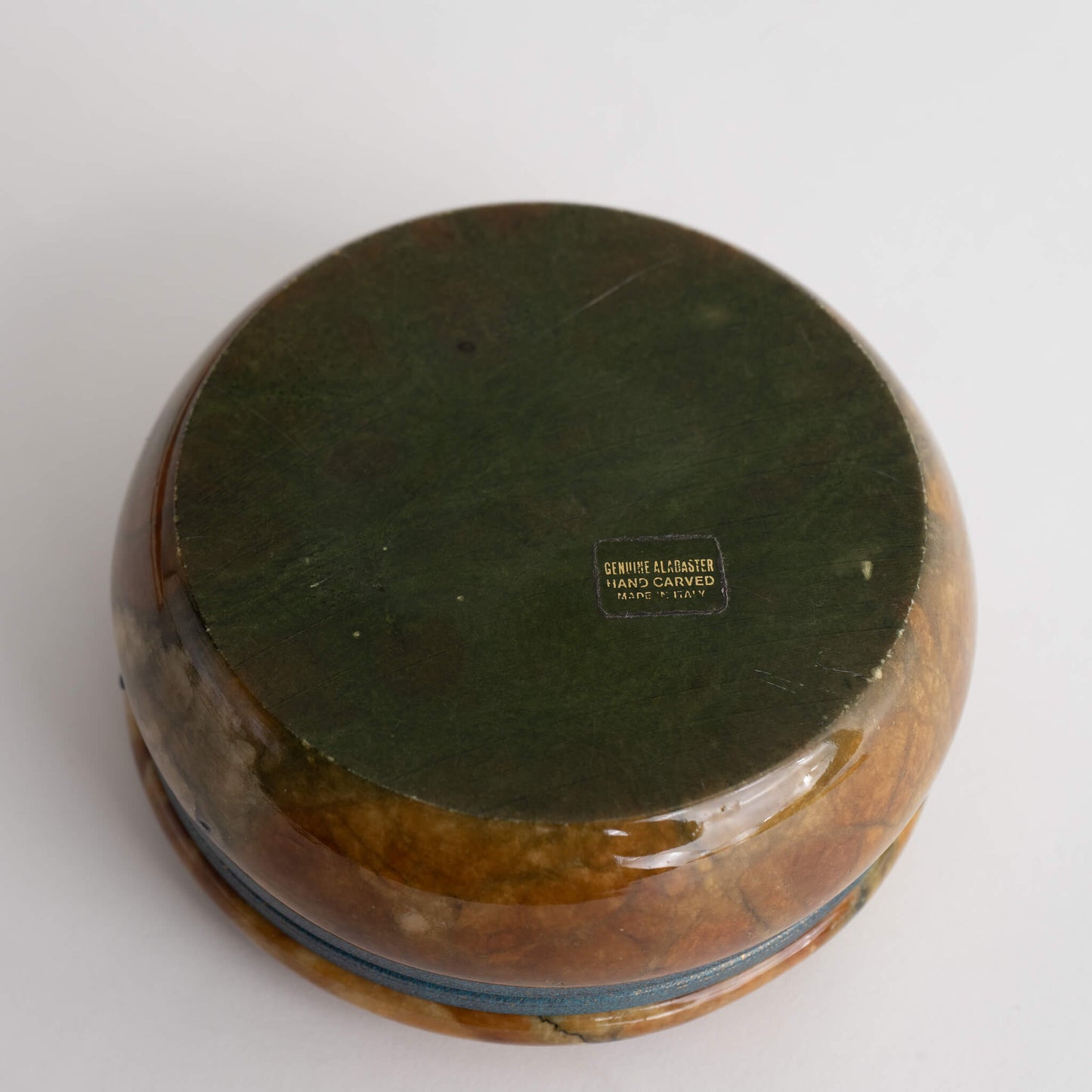 Vintage Round Italian Alabaster Jewelry Box