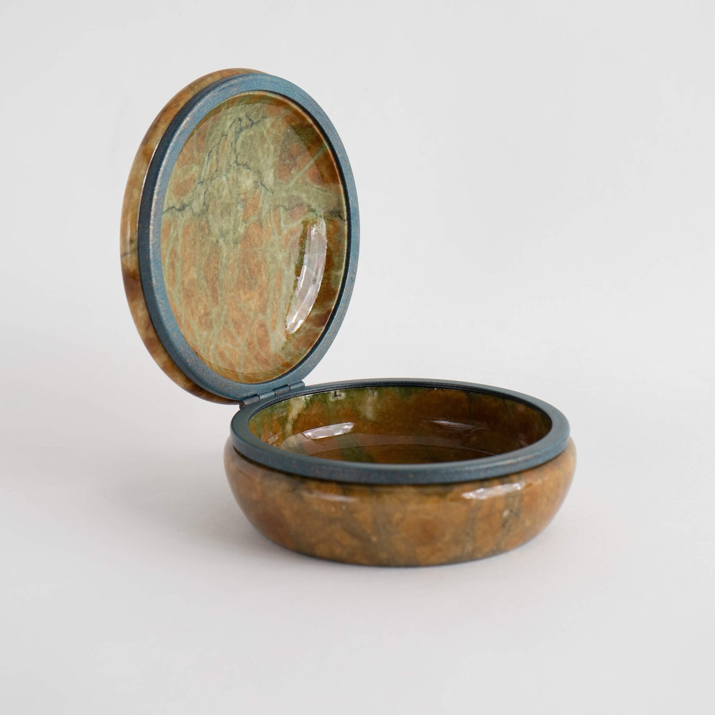 Vintage Round Italian Alabaster Jewelry Box