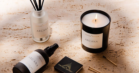arcana luxury scented candle - home fragrance trio - reed diffuser - room spray