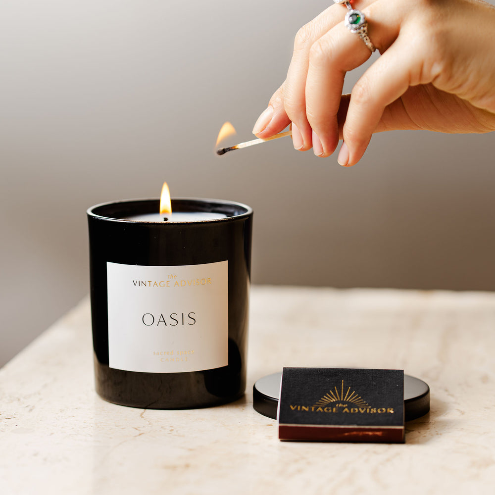 Oasis sacred space candle lit with matches 