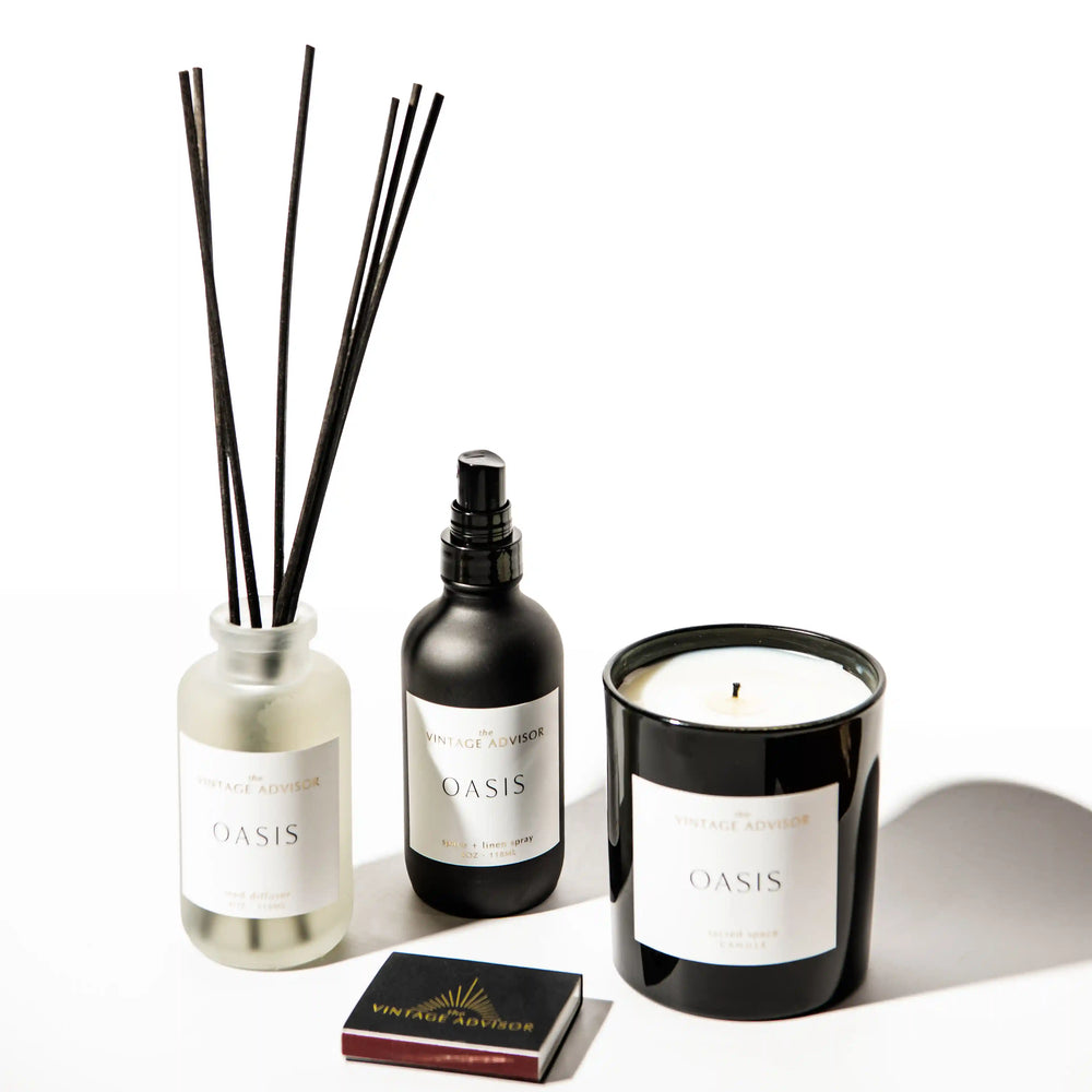 
                      
                        Oasis Home Fragrance Trio - Candle - Room Spray - Reed Diffuser 
                      
                    