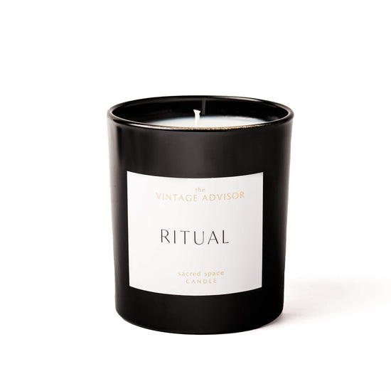 Load image into Gallery viewer, Ritual sacred space candle with Notes: incense, black pepper, papyrus, rosewood, oud, amber
