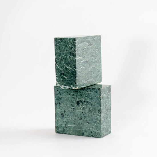 pair of green cube bookends stacked