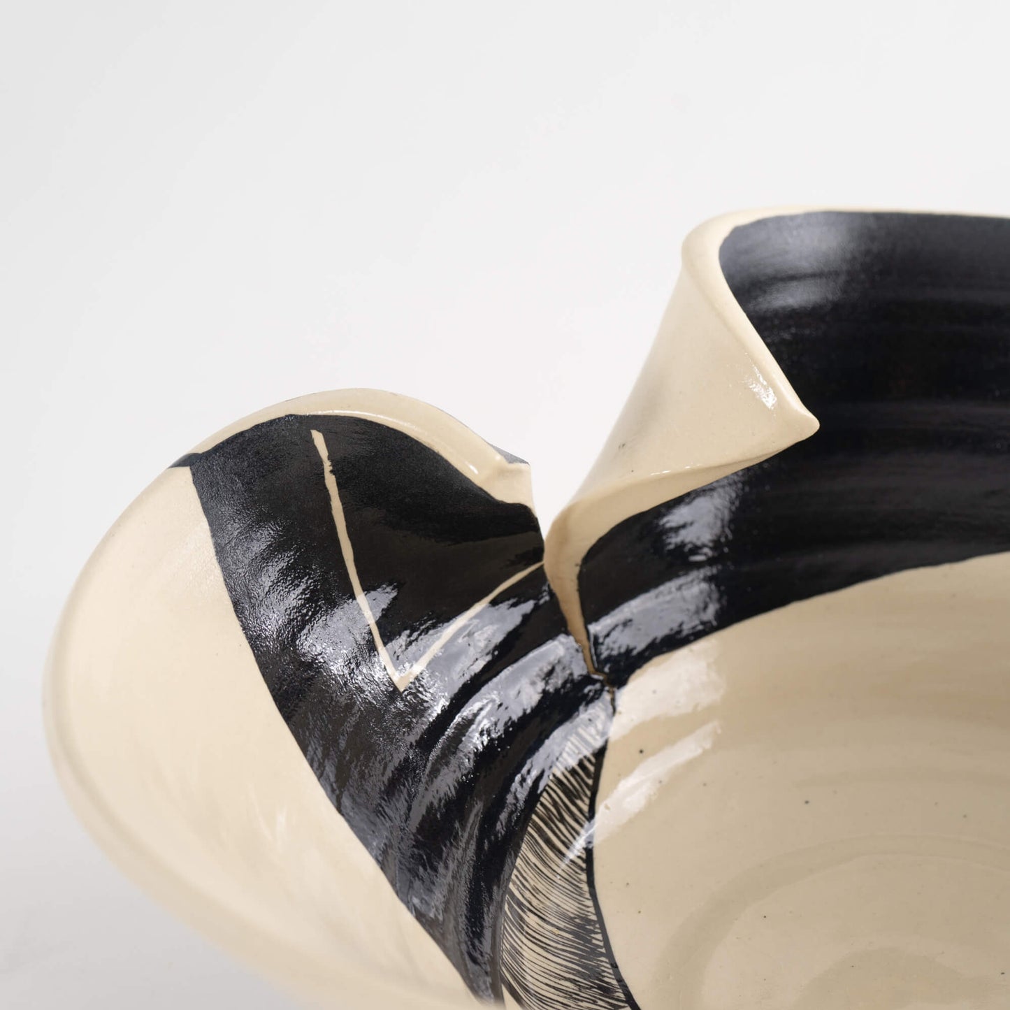 Vintage Abstract Studio Pottery Bowl ruffle edge 