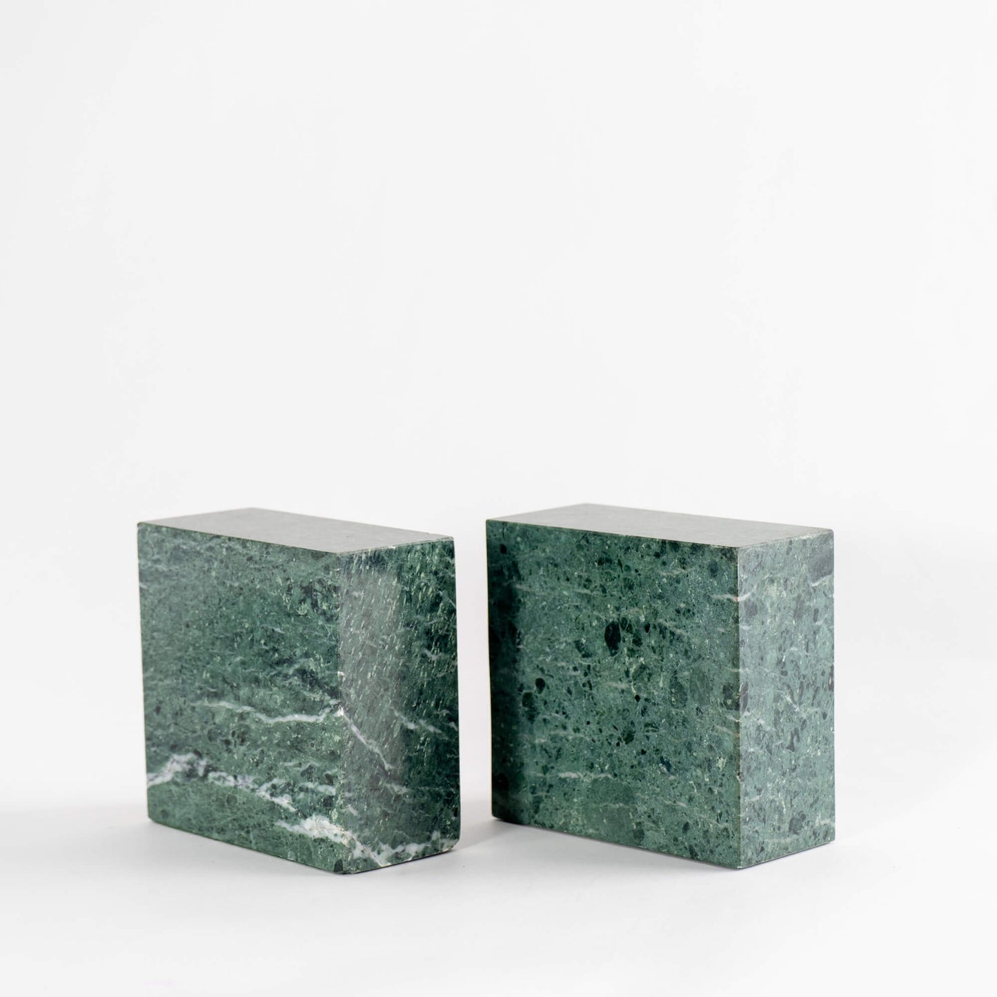 Vintage Green Marble Block Bookends 