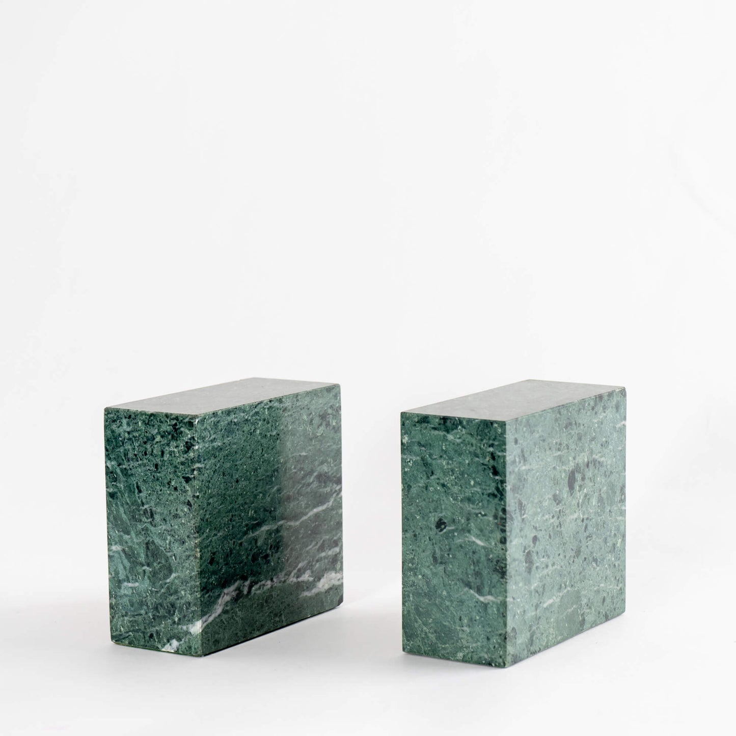Vintage Green Marble Block Bookends - A Pair