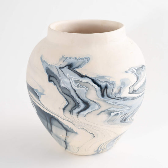 Vintage Blue Swirl Nemadji Pottery Vase