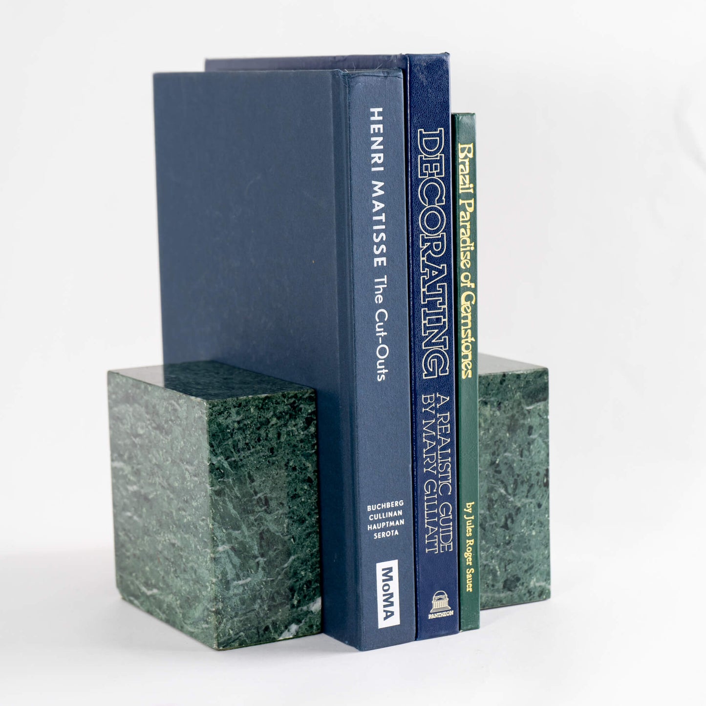 Green marble 1980s executive bookends