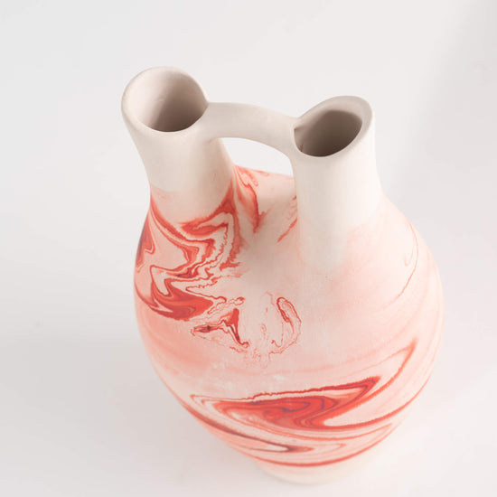 Vintage Orange Swirl Nemadji Wedding Vase Pottery