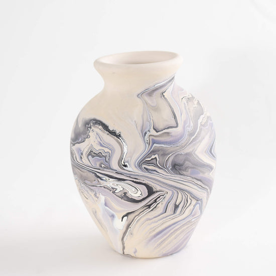 Vintage Grey and Blue Swirl Nemadji Vase