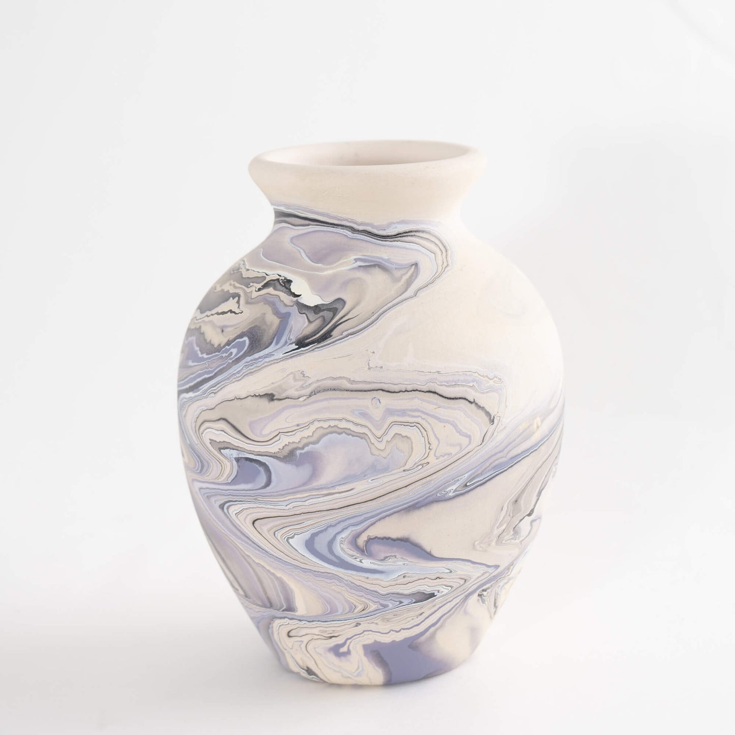 Vintage Grey and Blue Swirl Nemadji Vase
