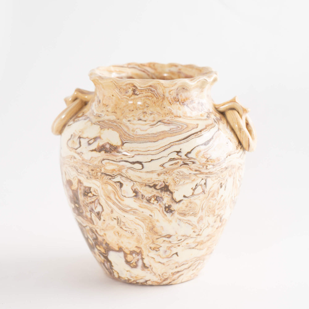 
                      
                        Vintage Beige and Off White Marbled Ceramic Vase
                      
                    