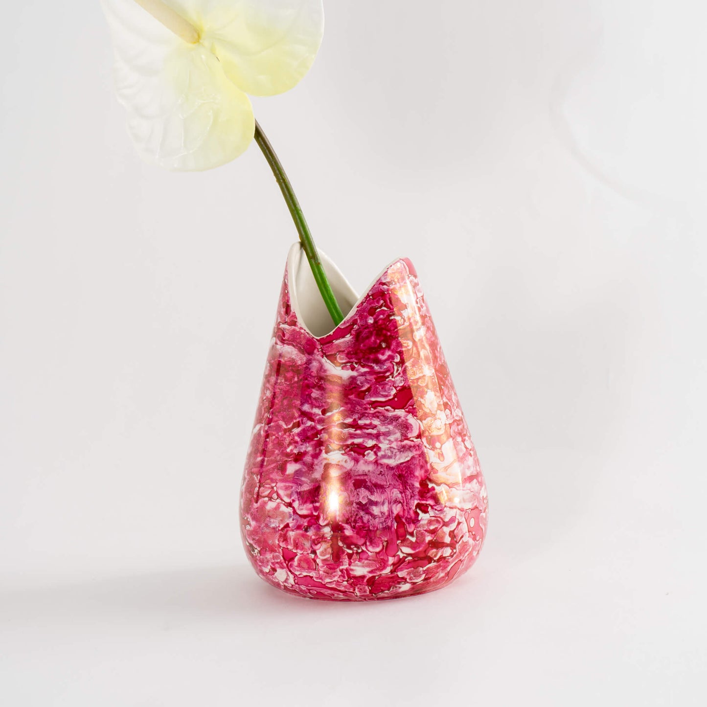Mid Century Pink Marbled Vase Sascha Brastoff Style 