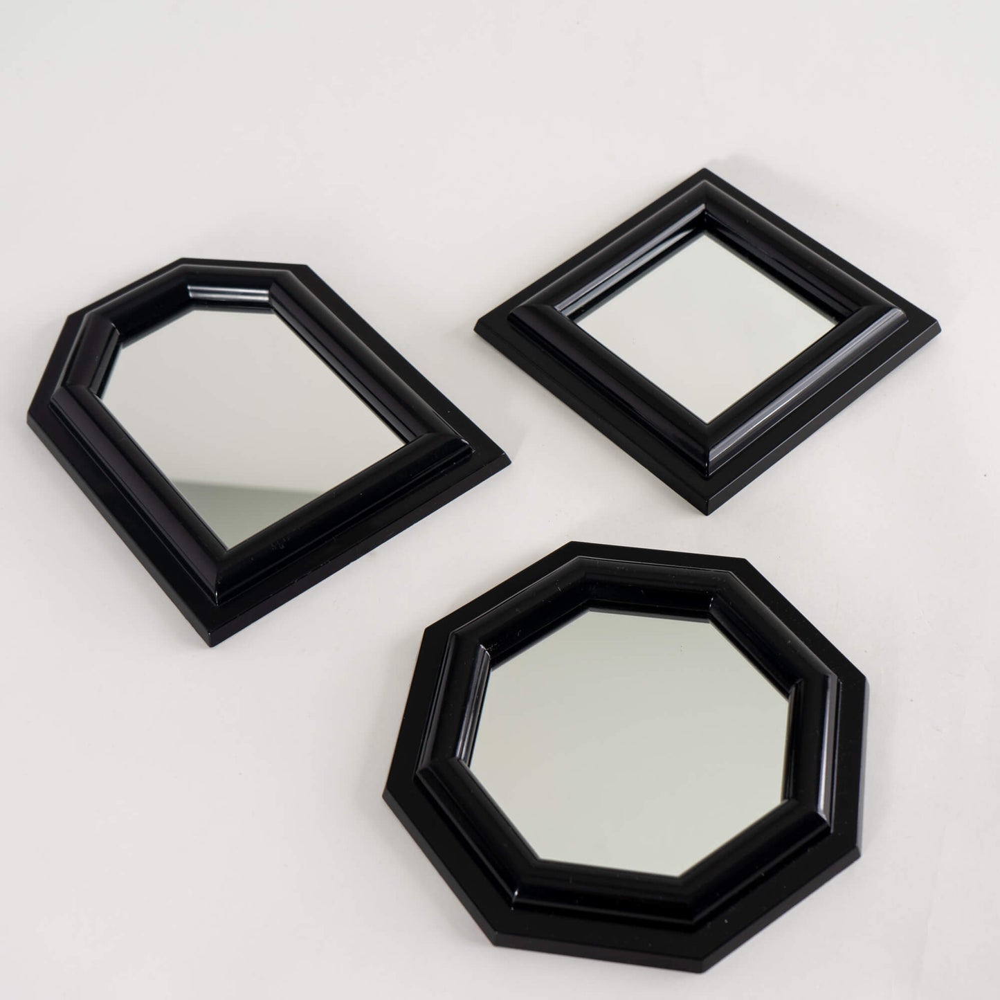 Vintage Black Wall Mirrors - Set of 3