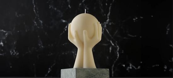 moon goddess sculpture candle on marble base