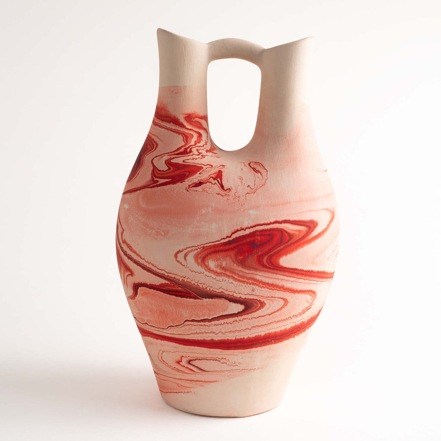 Vintage Nemadji Pottery Swirled Orange Red Wedding Vase