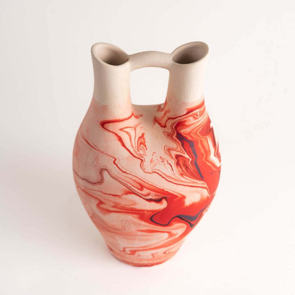 
                      
                        Vintage Nemadji Pottery Swirled Orange Red Wedding Vase
                      
                    