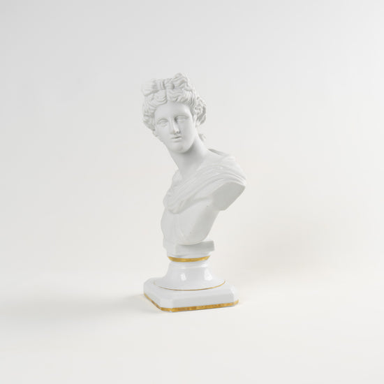 Vintage Apollo Porcelain Bust Figure white and gold