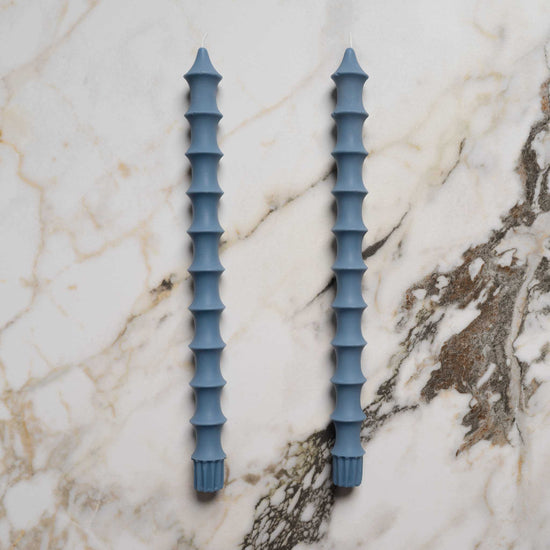 postmodern fluted column temple candles lucid blue 