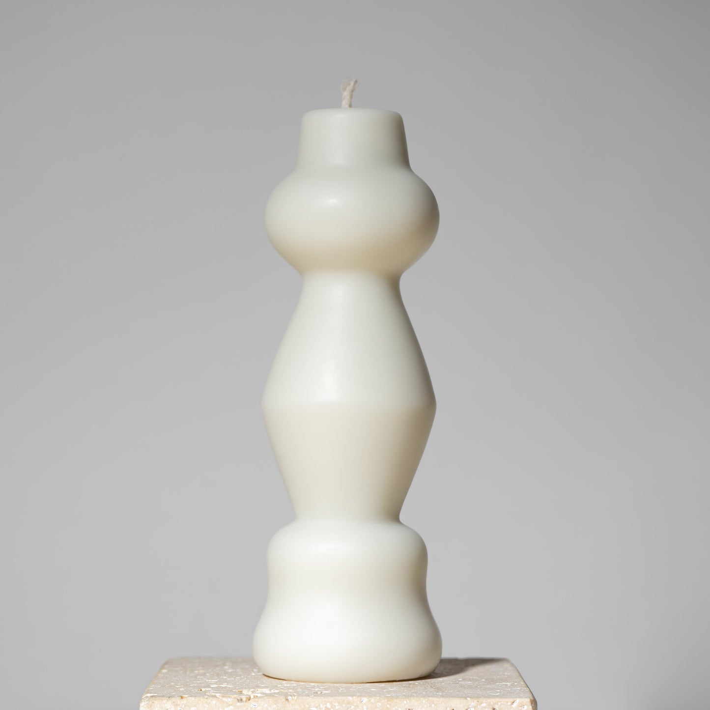 postmodern sculptural beeswax pillar candle alabaster white