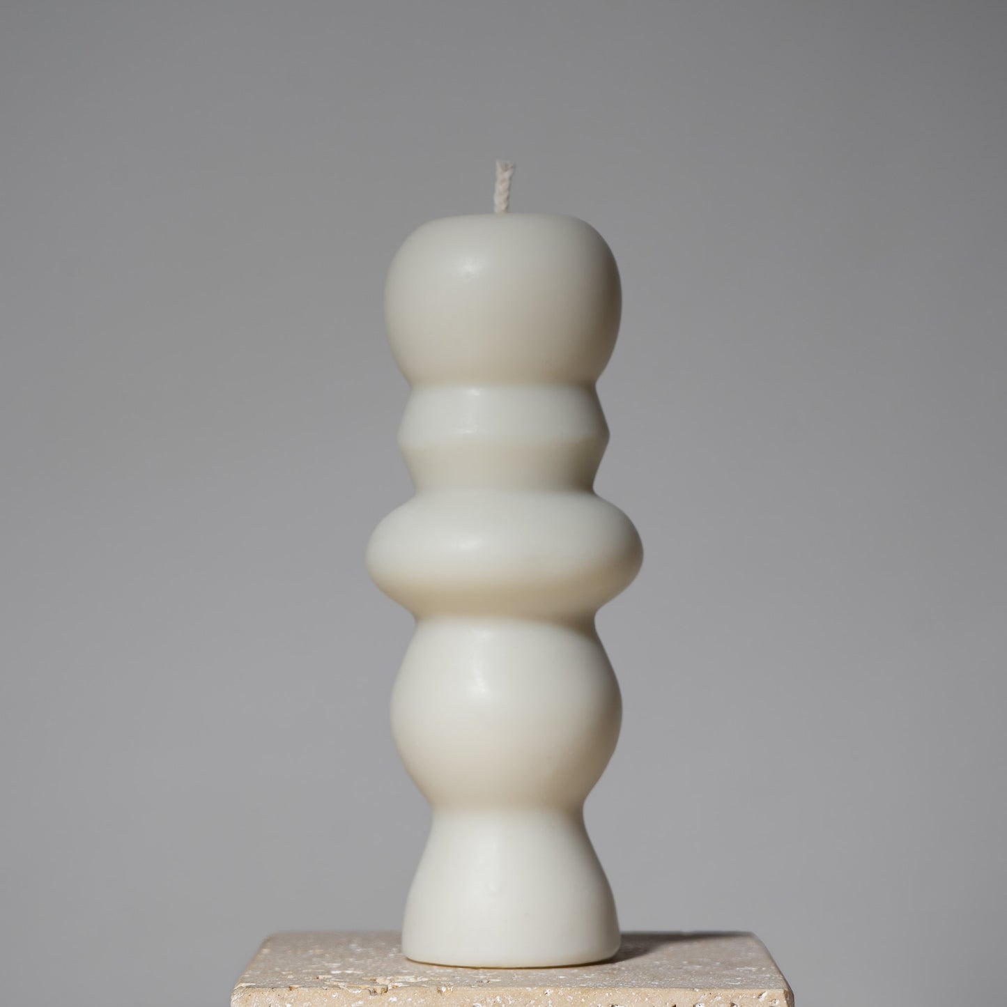 postmodern sculptural beeswax pillar candle alabaster white