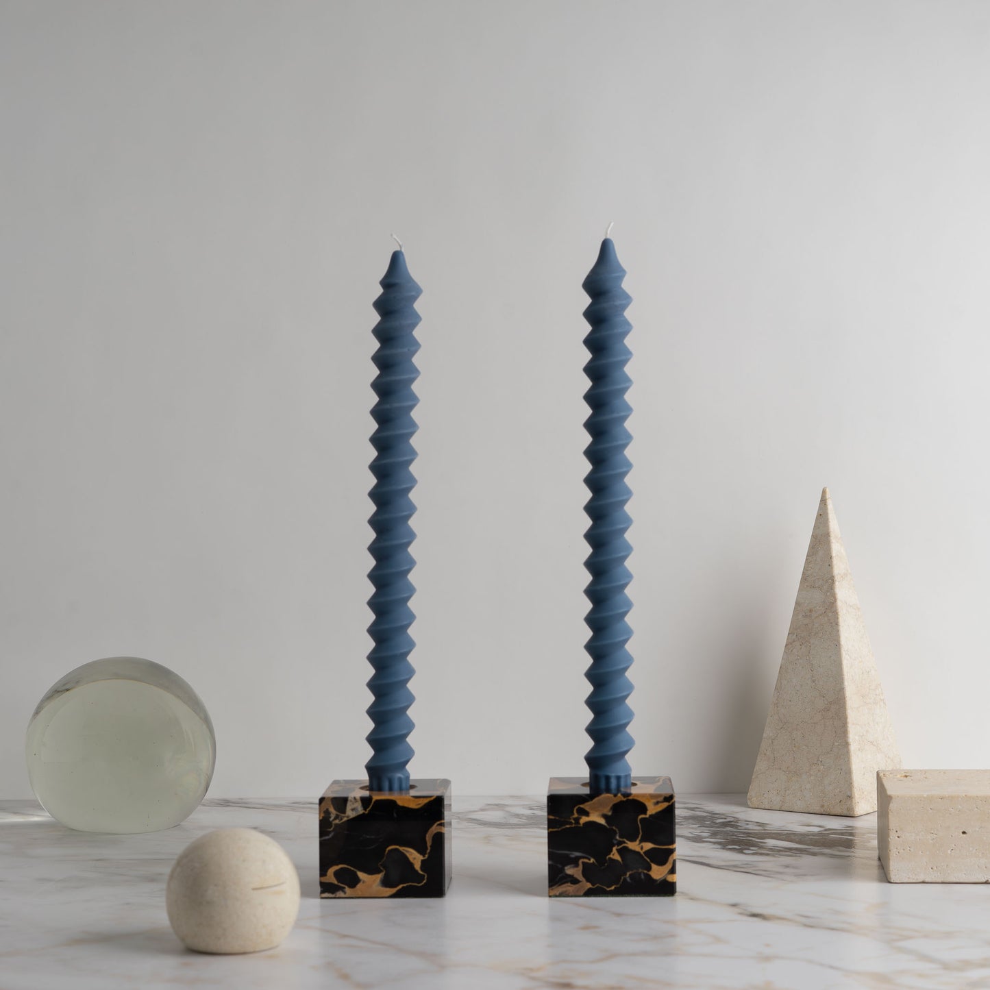 postmodern spiral temple taper candles lucid blue