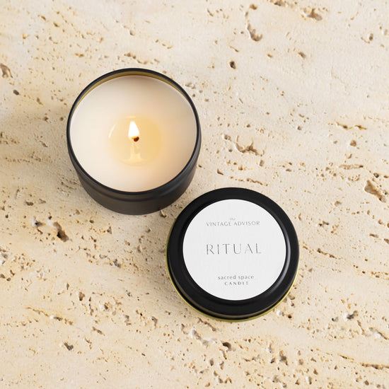 Ritual Travel Candle Notes: incense, black pepper, papyrus, rosewood, oud, amber