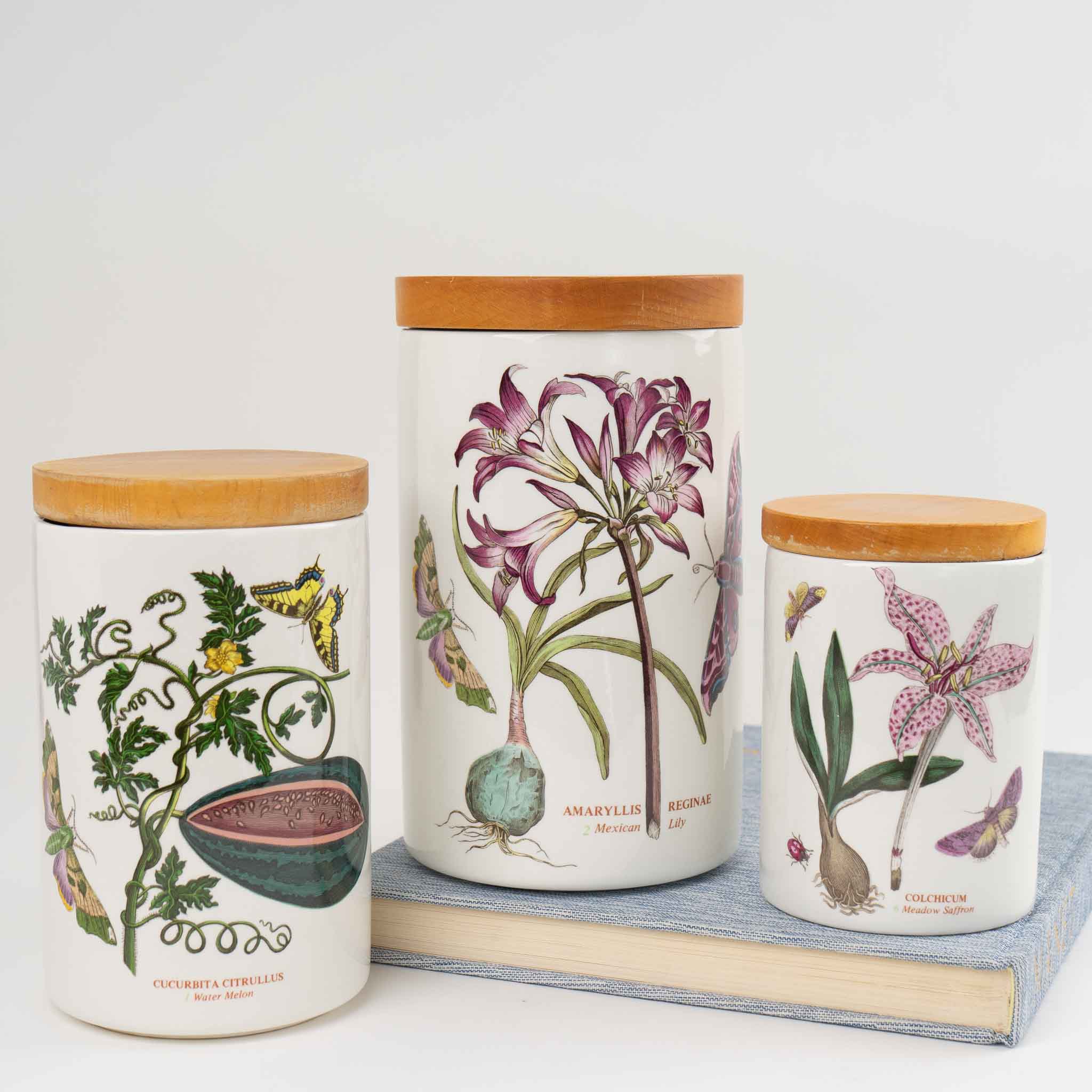 英国 ポートメリオン ボタニックガーデン 1818 キャニスター 木製 PORTMEIRION 4-Pc CANISTER SET; The BOTANICAL GARDEN 1972