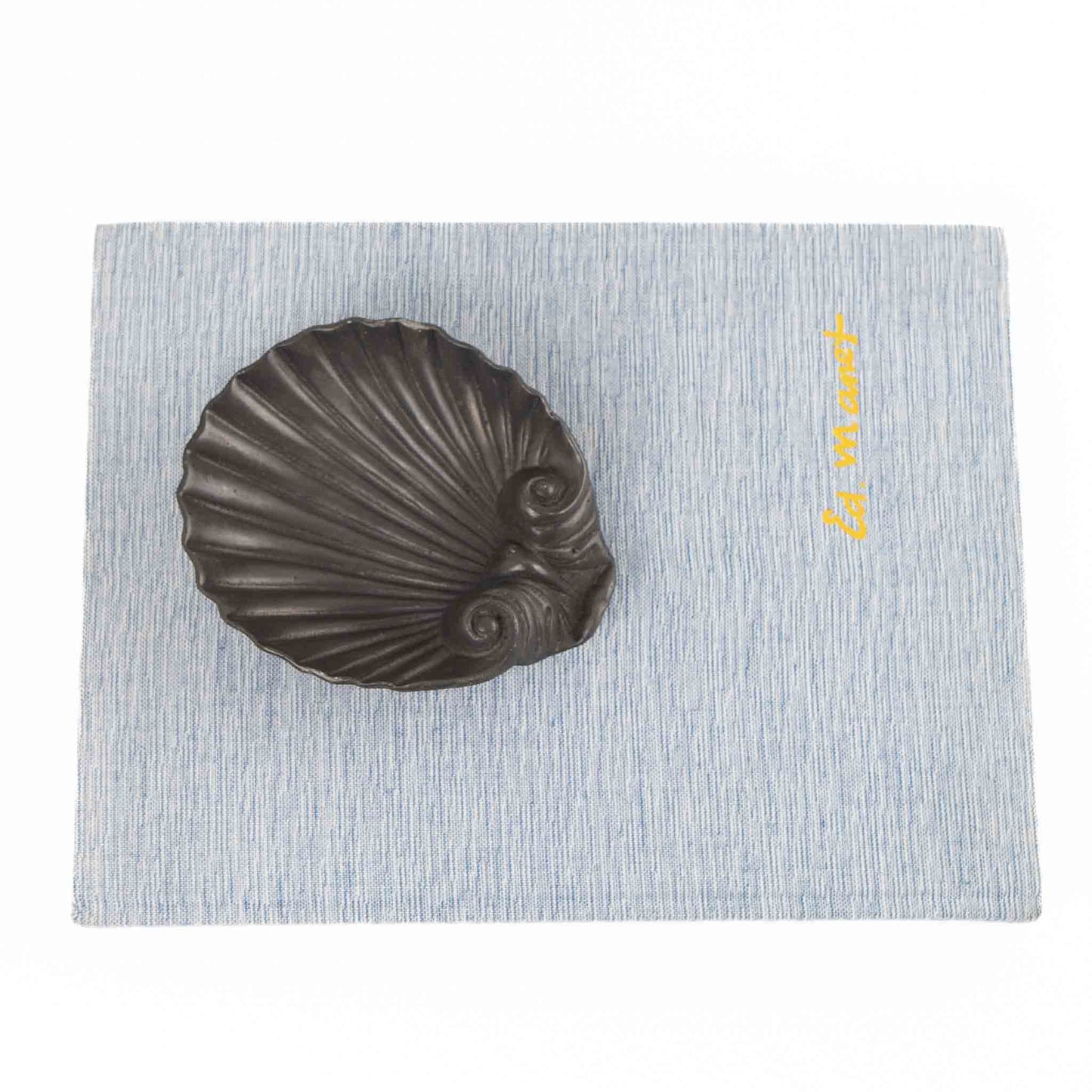Vintage pewter seashell-shaped catchall dish from 1960s Portugal 