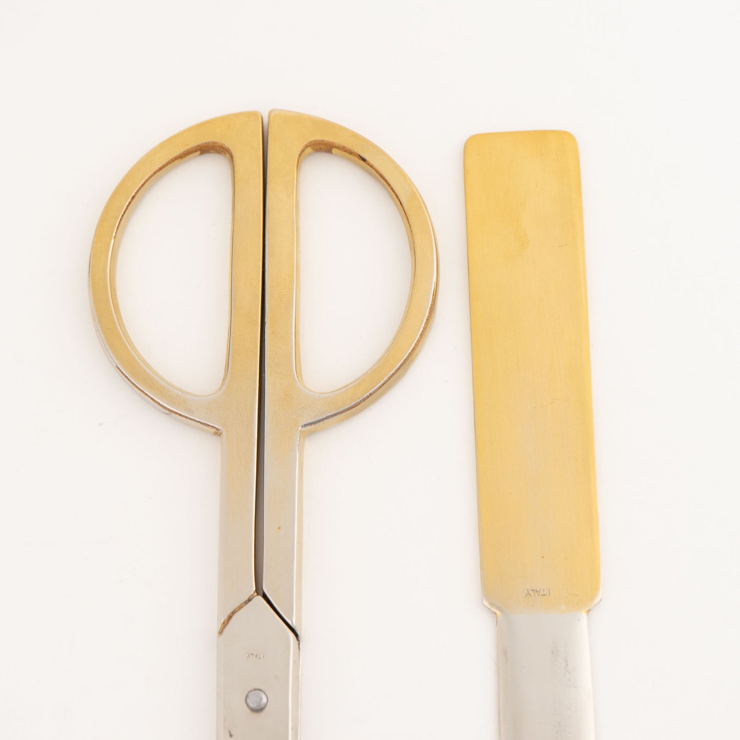  Vintage Italian brass-plated scissors and letter opener set made in Italy