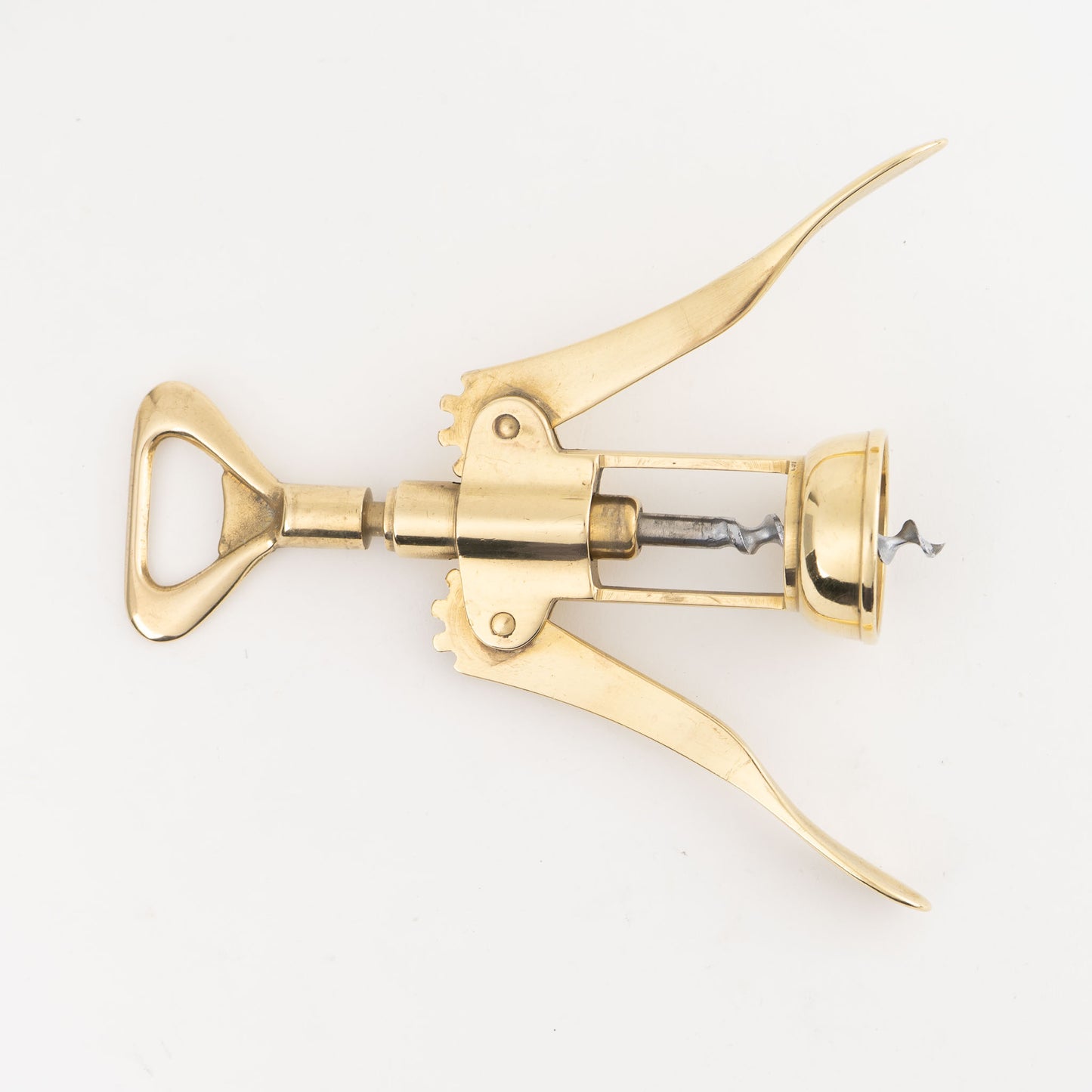 Vintage Italian brass corkscrew champagne bottle opener