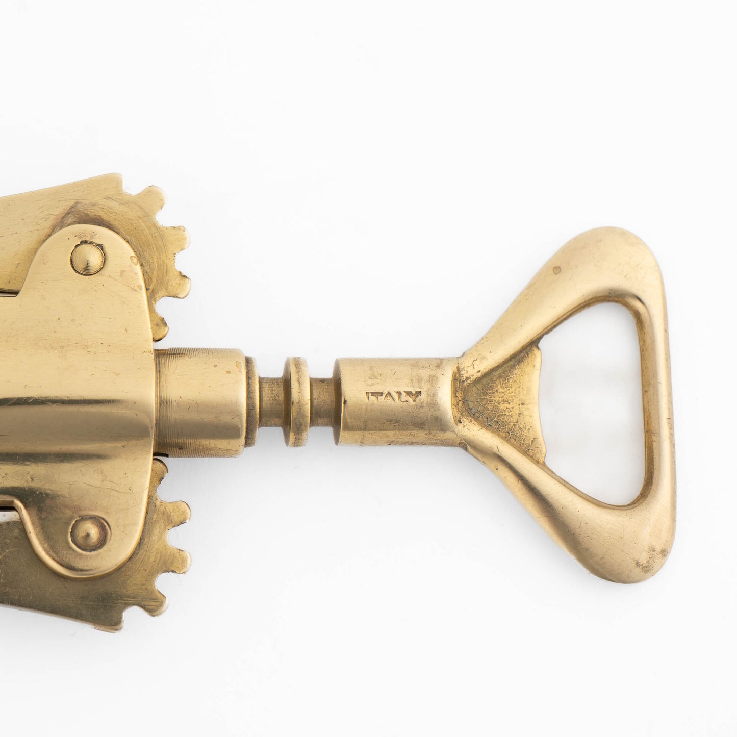 Vintage Italian brass corkscrew wine bottle opener - Made in Italy