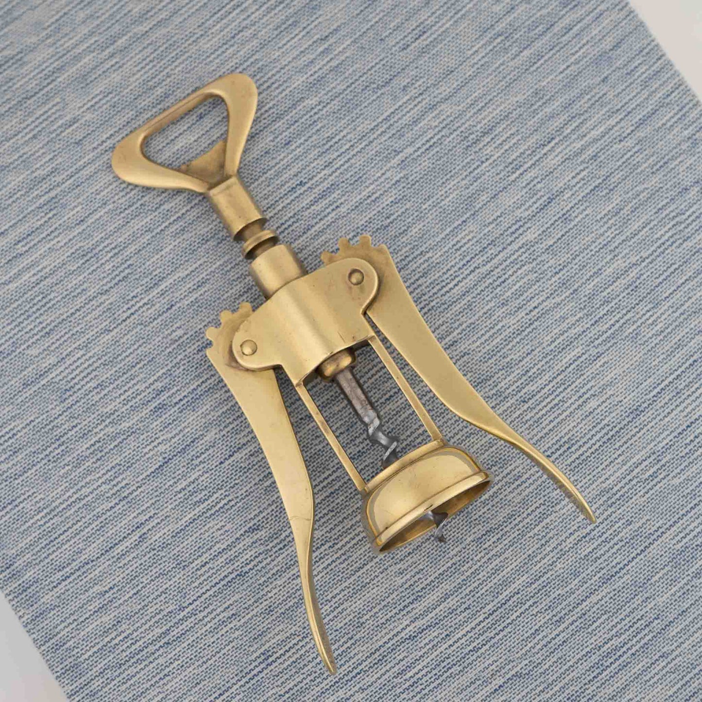 Vintage Italian brass corkscrew wine bottle opener