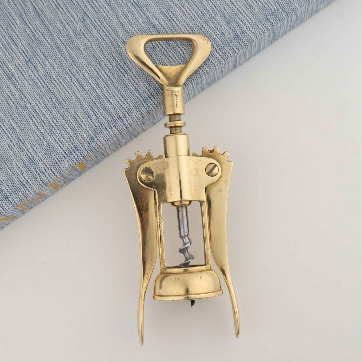 Vintage Italian brass corkscrew wine bottle opener